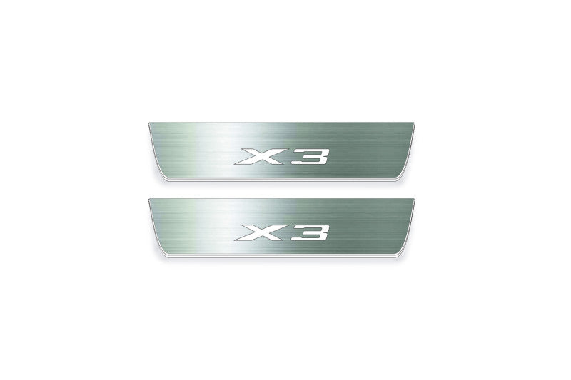 BMW X3 G01 2017+ entry guards in stainless steel with X3 logo