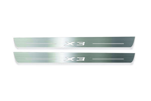 BMW X3 E83 2003-2010 LED Door Sills Illuminated Scuff X3 Logo Stainless Steel Entry Guards