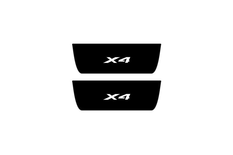 BMW X4 F26 2014+ entry guards in stainless steel with X4 logo