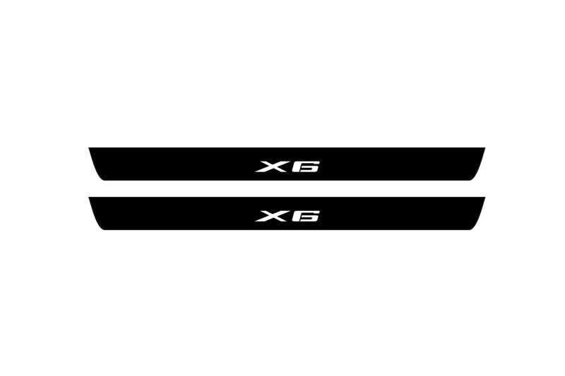 BMW X6 G06 2019+ illuminated door sill protectors stainless steel with X6 logo