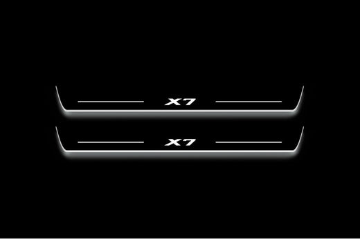 BMW X7 G07 2018–Present — Stainless Steel LED Door Sills — X7 Logo