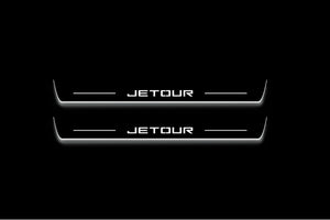 Jetour X70 2018+ LED Door Sills Illuminated Scuff Jetour Logo Stainless Steel Entry Guards