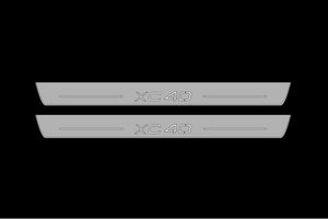 Illuminated LED Door Sill Tread Plates Volvo XC40 2017+ With XC40 Logo Volvo Led Door Sills opdesign