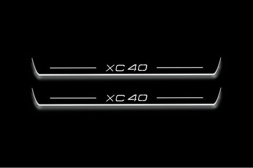 Volvo XC40 536 2017–Present — Stainless Steel LED Door Sills — XC40 Logo