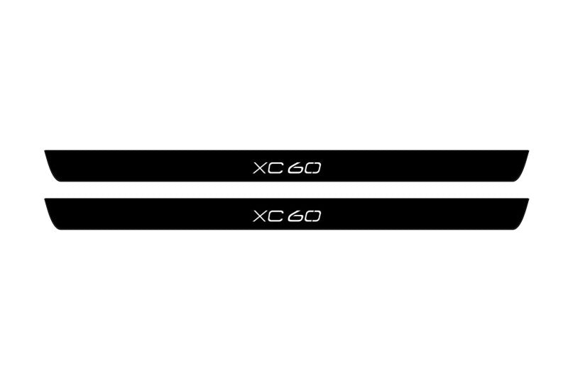 illuminated door sill protectors Volvo XC60 II 2017+ stainless steel with XC60 logo