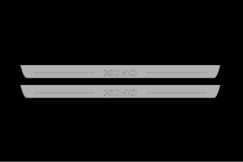 Illuminated LED Door Sill Tread Plates Volvo XC60 II 2017+ With XC60 Logo Volvo Led Door Sills opdesign