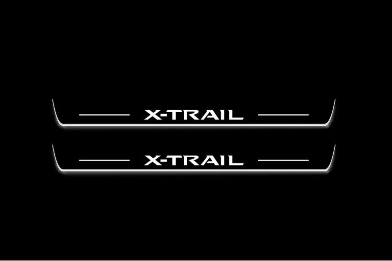 Nissan X-Trail T33 2021+ LED Door Sills Illuminated Scuff X-Trail Logo Stainless Steel Entry Guards