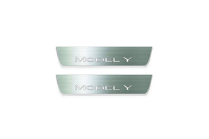 Tesla Model Y 2020+ Stainless Steel LED Door Sills – Model Y Logo