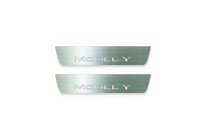 Tesla Model Y 2020+ Stainless Steel LED Door Sills – Model Y Logo