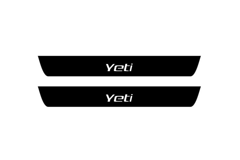 stainless steel illuminated door sill protectors for Skoda Yeti 2009+ with Yeti logo