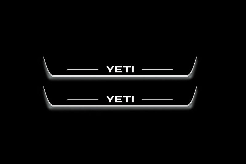 Skoda Yeti 2009+ Stainless Steel LED Door Sills – Yeti Logo