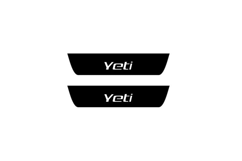 illuminated door sill protectors Skoda Yeti 2009+ stainless steel with Yeti logo