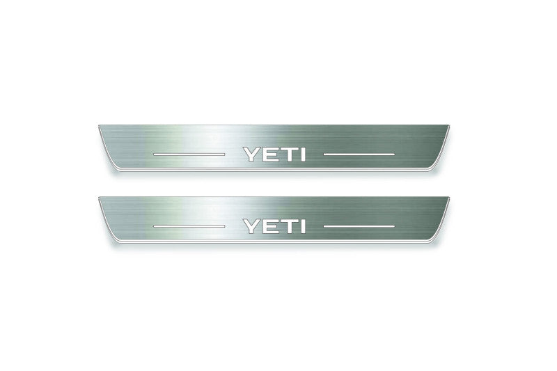 Skoda Yeti 2009+ Stainless Steel LED Door Sills – Yeti Logo