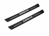 Zeekr 7X Zeekr Type 2 Matte PRO LED door sills, FRONT two-piece catalogue illustration, matte black with white illumination